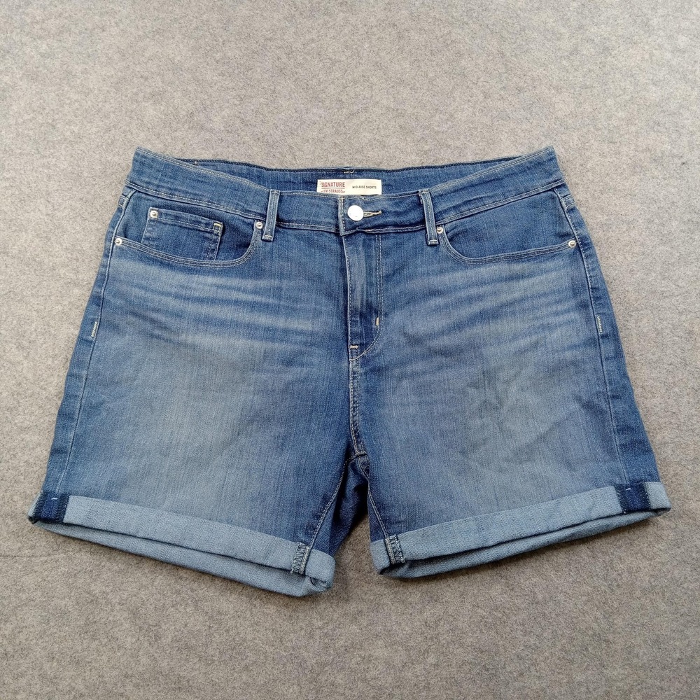 Levi Shorts Womens 12 W31 Blue Mid Rise‎ Denim Cuffed Skimmer Strauss Signature